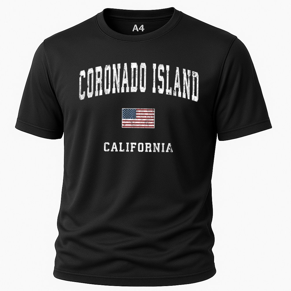 Coronado Island California Vintage American Flag Sports Performance Shirt