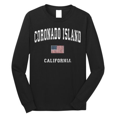 Coronado Island California Vintage American Flag Sports Long Sleeve Shirt