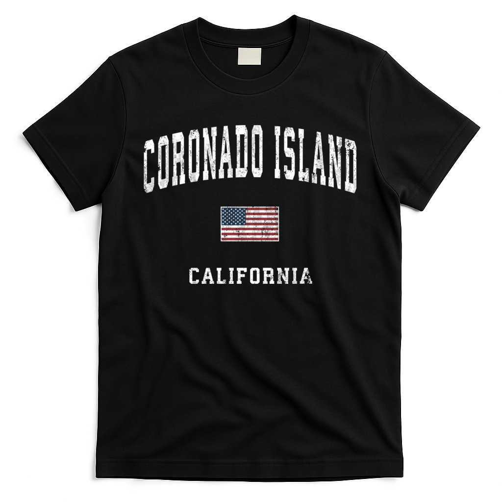 Coronado Island California Vintage American Flag Sports T-Shirt