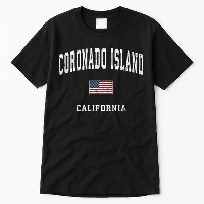 Coronado Island California Vintage American Flag Sports Tall T-Shirt