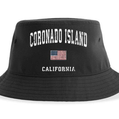 Coronado Island California Vintage American Flag Sports Sustainable Bucket Hat
