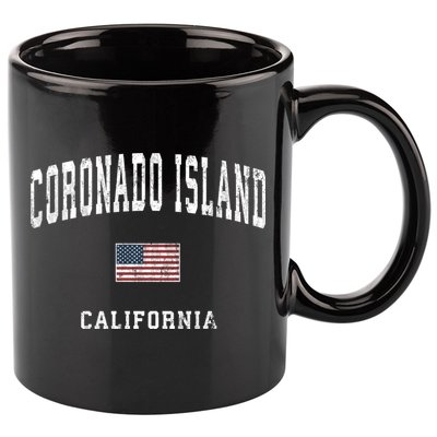 Coronado Island California Vintage American Flag Sports 11oz C Handle Ceramic Mug