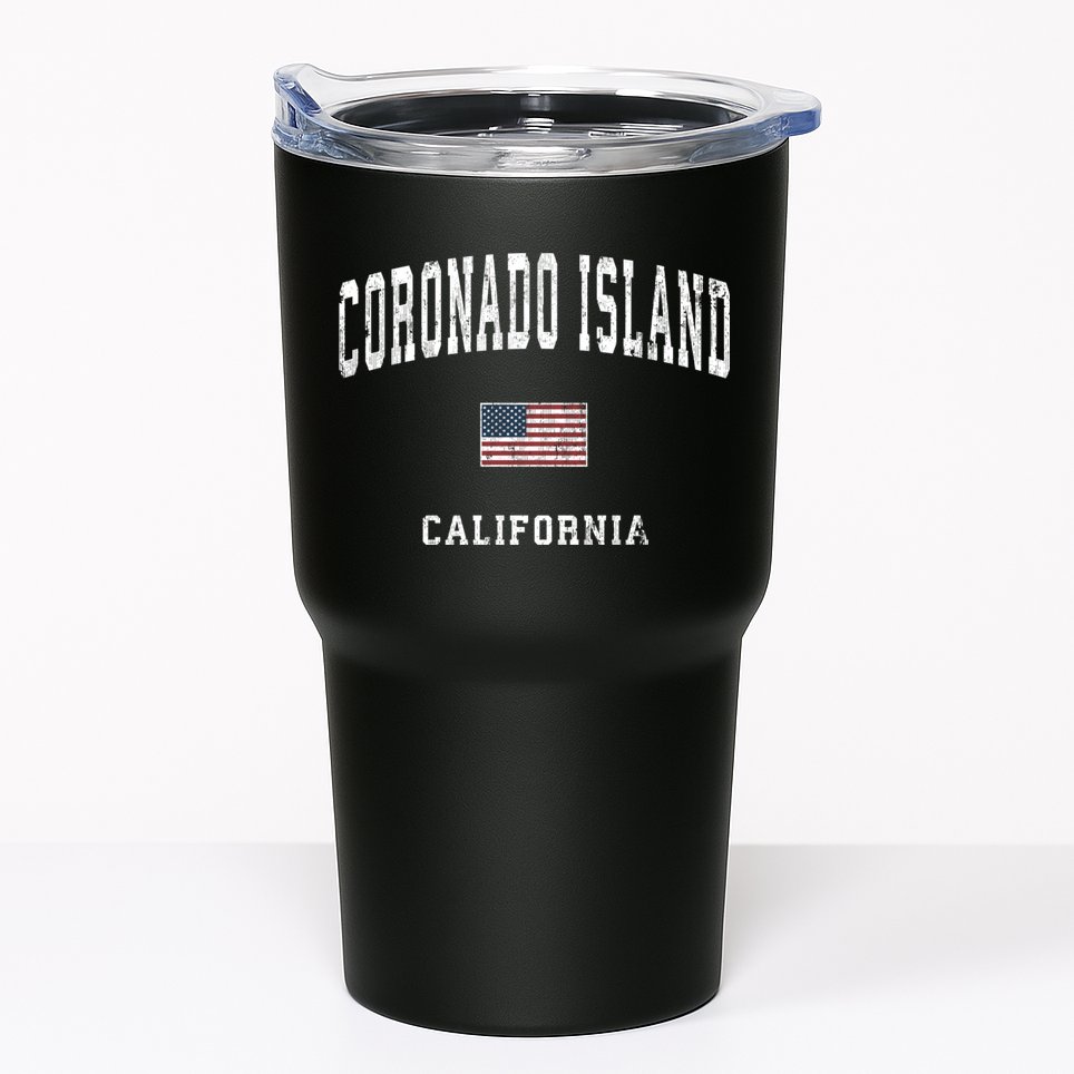 Coronado Island California Vintage American Flag Sports Tumbler