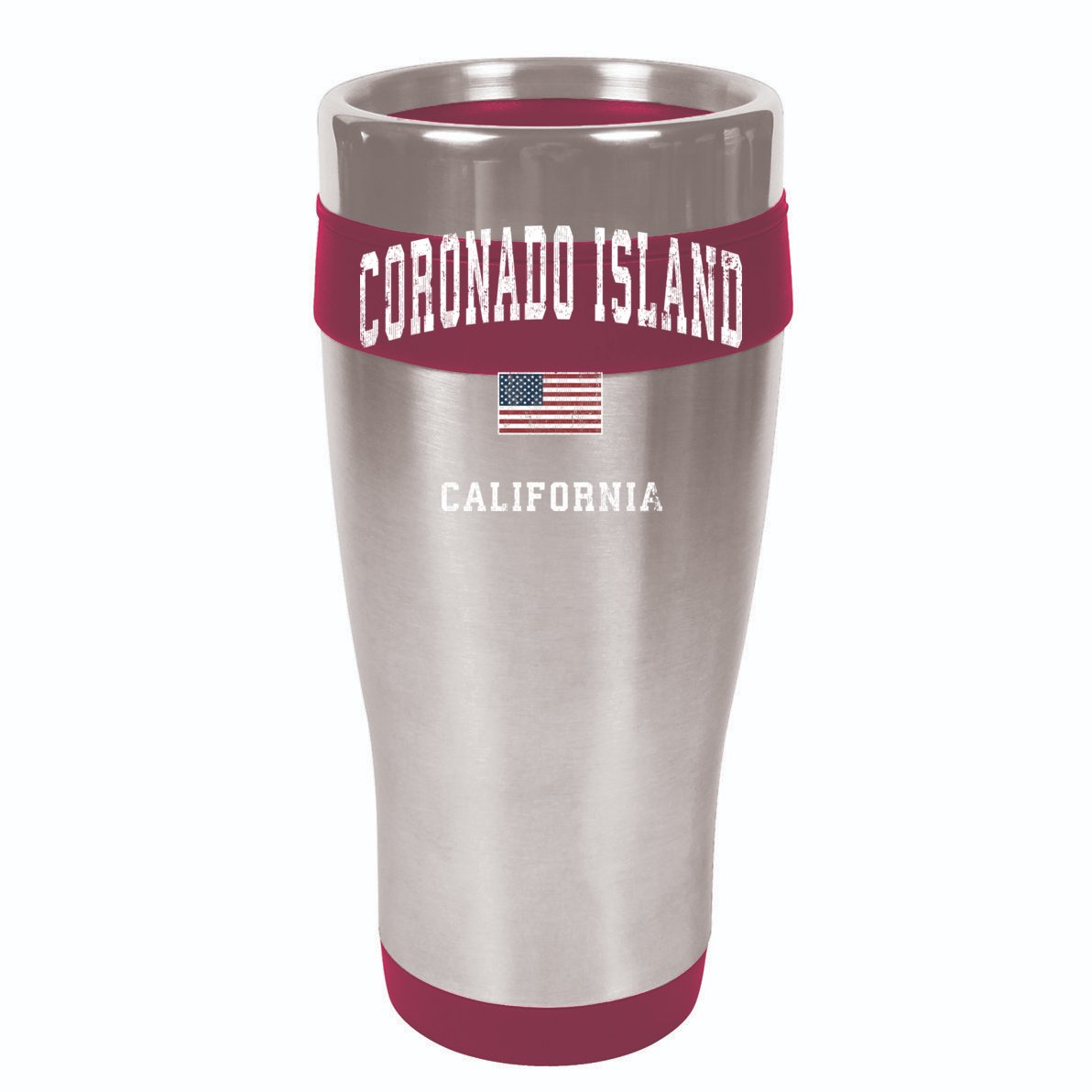 Coronado Island California Vintage American Flag Sports Cooling Performance Long Sleeve Crew