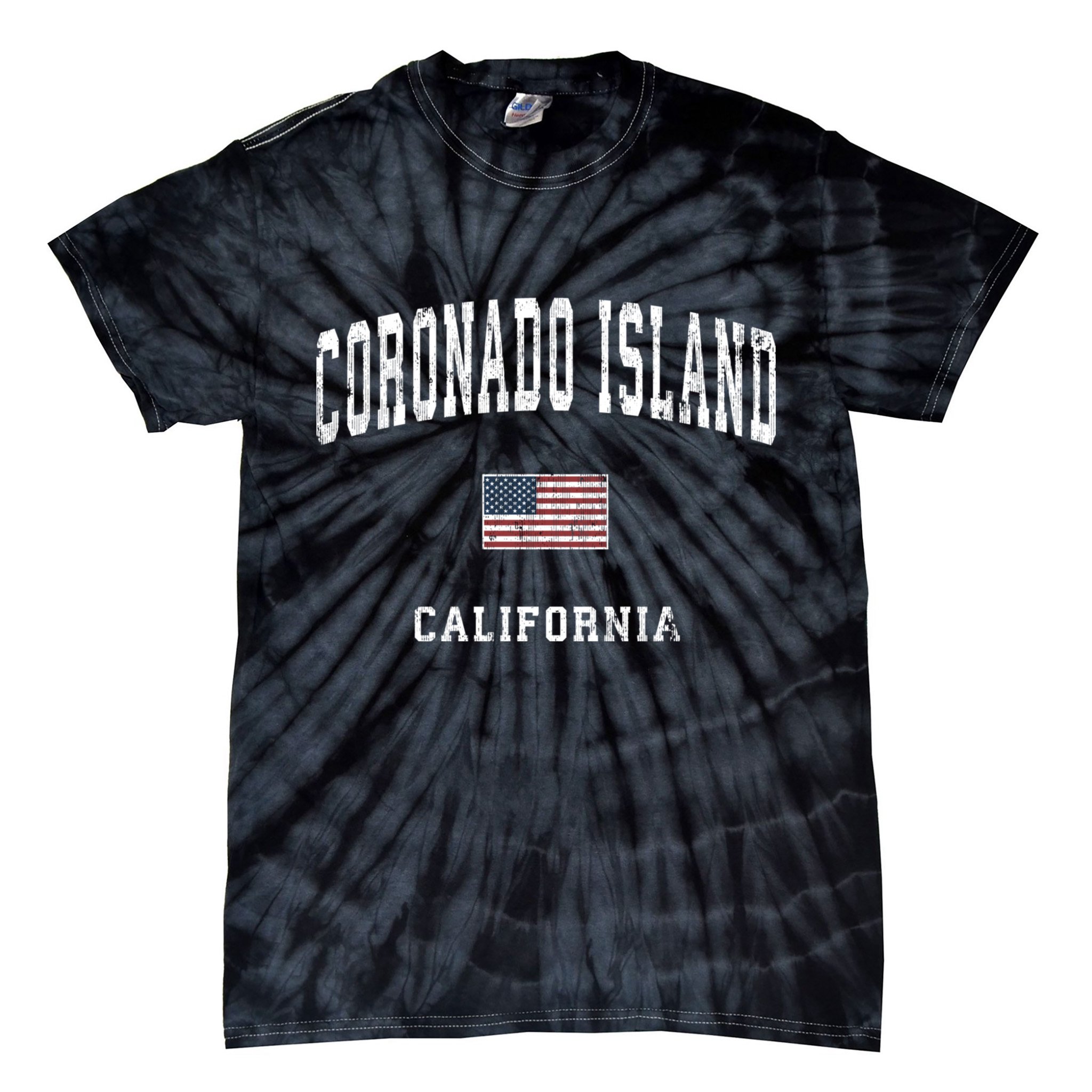 Coronado Island California Vintage American Flag Sports Tie-Dye T-Shirt
