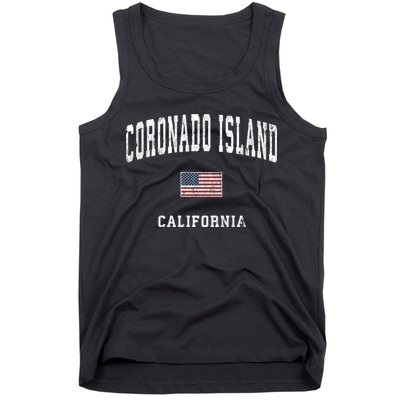 Coronado Island California Vintage American Flag Sports Tank Top