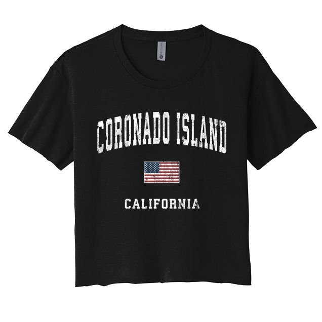 Coronado Island California Vintage American Flag Sports Crop Top