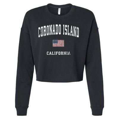 Coronado Island California Vintage American Flag Sports Cropped Pullover Crew