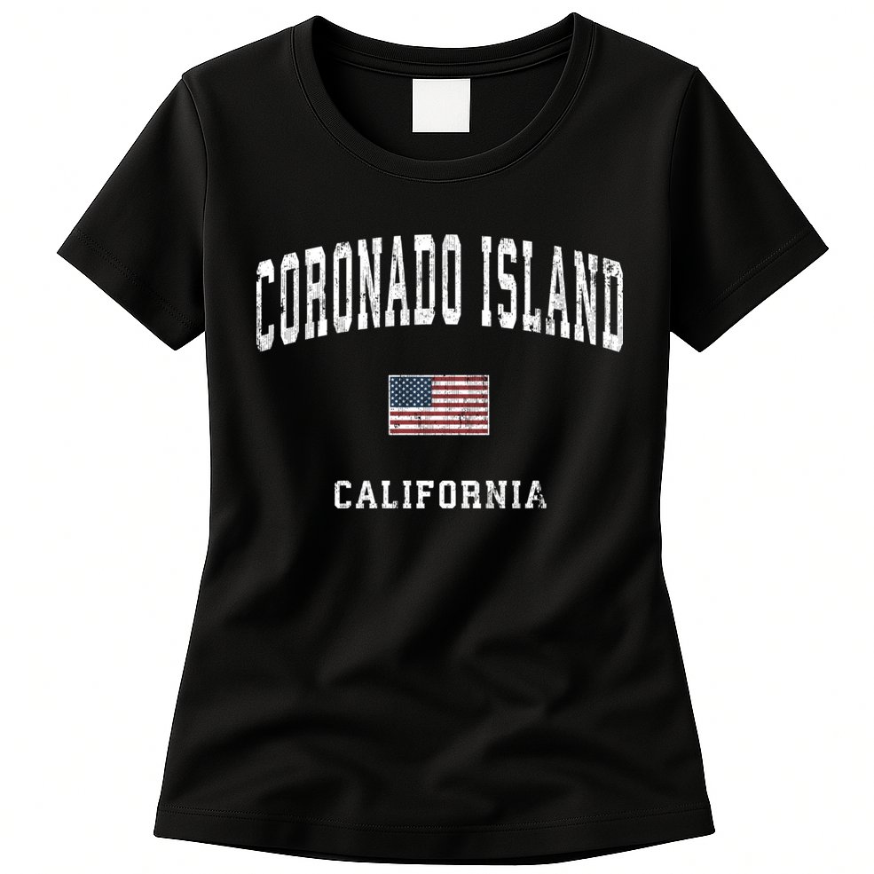 Coronado Island California Vintage American Flag Sports Womens T-Shirt