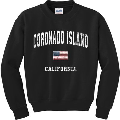 Coronado Island California Vintage American Flag Sports Kids Sweatshirt