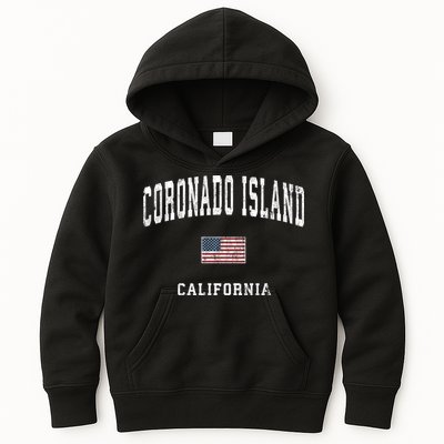 Coronado Island California Vintage American Flag Sports Kids Hoodie