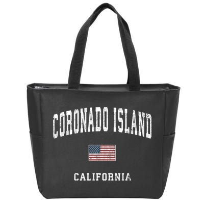Coronado Island California Vintage American Flag Sports Zip Tote Bag