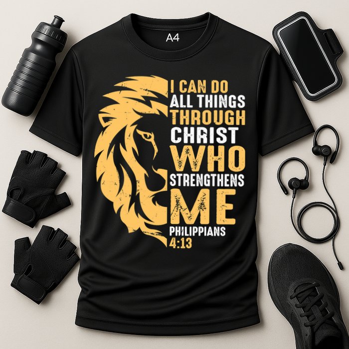 Christian I Can Do All Things Through Christ Lion Faith Performance Shirt