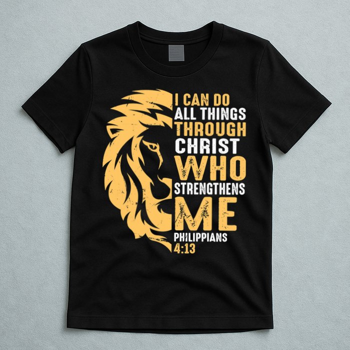 Christian I Can Do All Things Through Christ Lion Faith T-Shirt