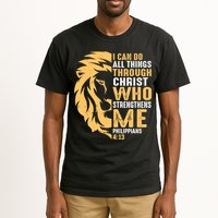 Christian I Can Do All Things Through Christ Lion Faith Tall T-Shirt