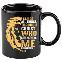 Christian I Can Do All Things Through Christ Lion Faith 11oz C Handle Ceramic Mug
