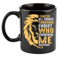 Christian I Can Do All Things Through Christ Lion Faith 11oz C Handle Ceramic Mug