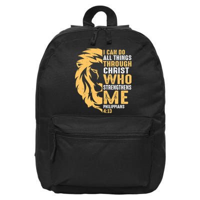 Christian I Can Do All Things Through Christ Lion Faith 16 in Basic Backpack