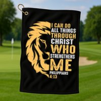 Christian I Can Do All Things Through Christ Lion Faith Golf Towel