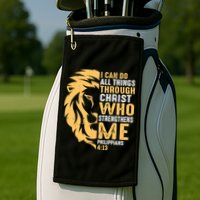 Christian I Can Do All Things Through Christ Lion Faith Golf Towel
