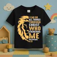 Christian I Can Do All Things Through Christ Lion Faith Toddler T-Shirt