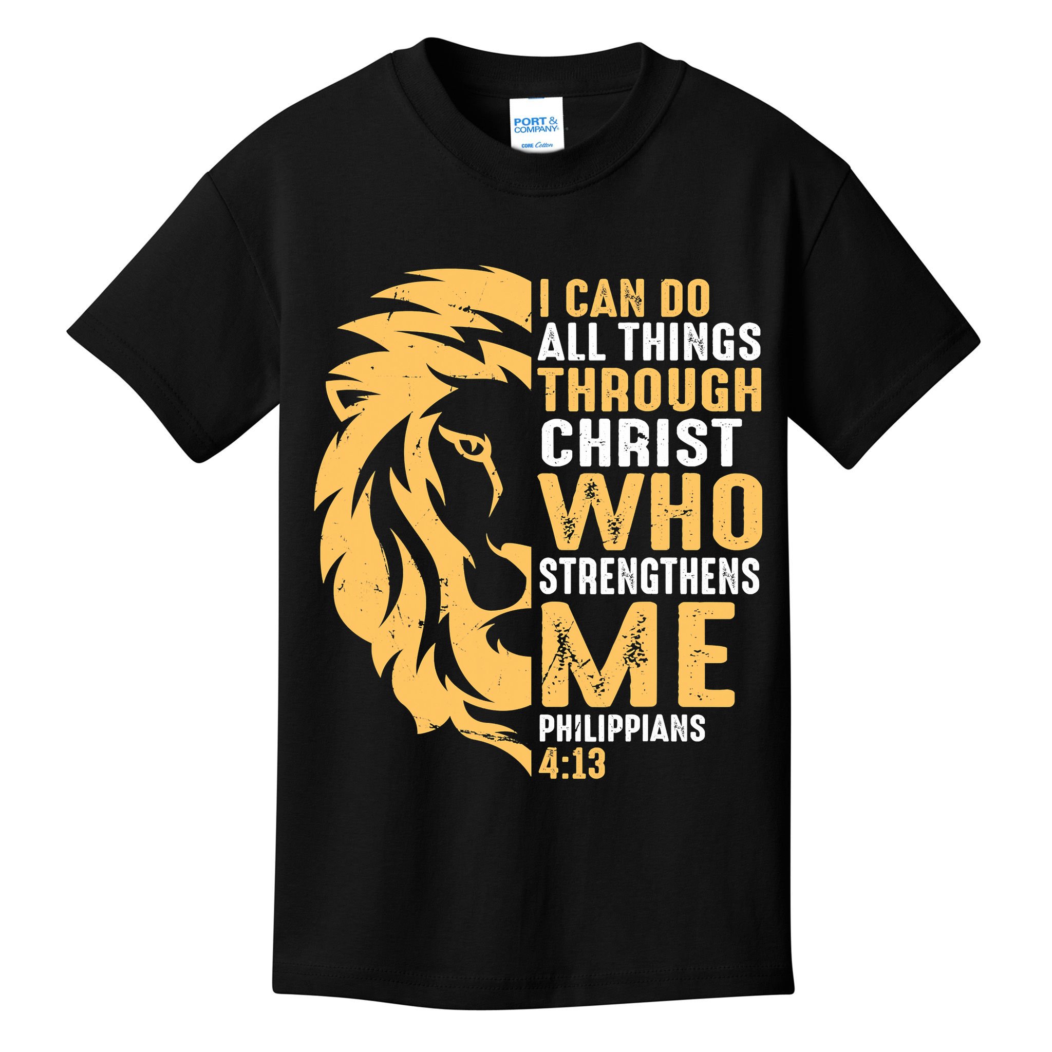 Christian I Can Do All Things Through Christ Lion Faith Kids T-Shirt