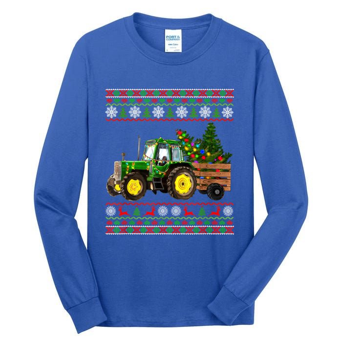 Christmas Is Coming Farmers Santa Claus Reindeer Tractor Gift Tall Long Sleeve T-Shirt