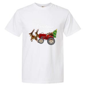 Christmas Is Coming Funny Farmer Santa Claus Tractor Funny Gift Garment-Dyed Heavyweight T-Shirt