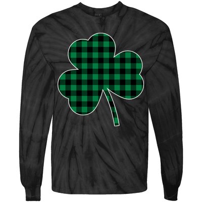Checkered Irish Clover Leaf Tie-Dye Long Sleeve Shirt