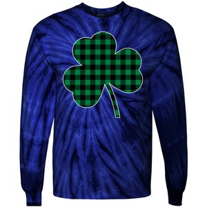 Checkered Irish Clover Leaf Tie-Dye Long Sleeve Shirt