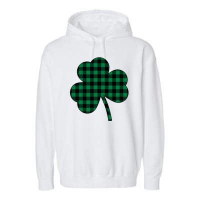 Checkered Irish Clover Leaf Garment-Dyed Fleece Hoodie