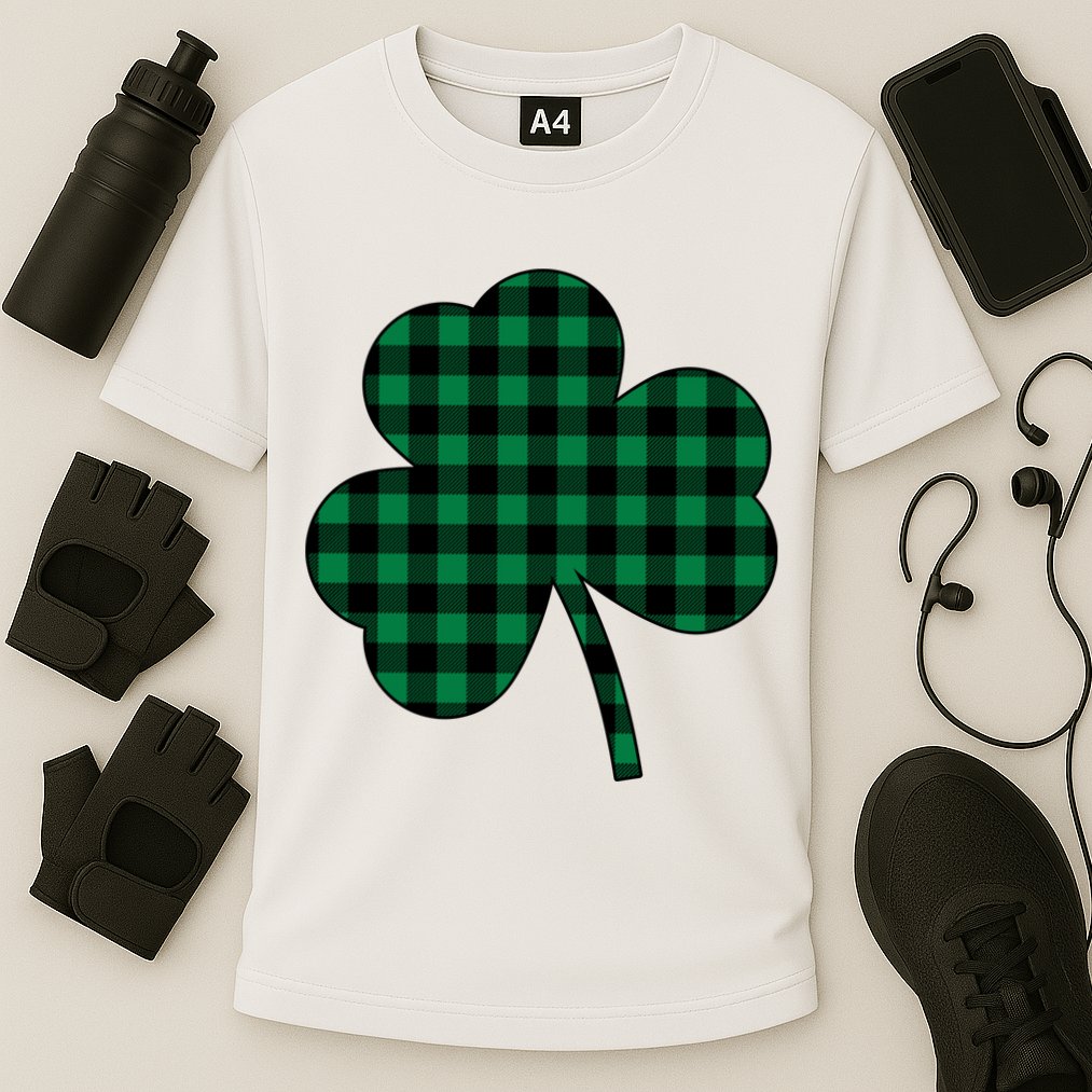 Checkered Irish Clover Leaf Performance Shirt