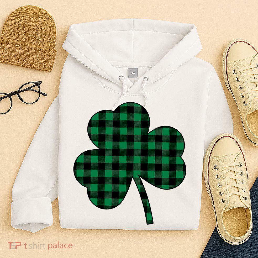 Checkered Irish Clover Leaf Hoodie
