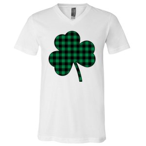 Checkered Irish Clover Leaf V-Neck T-Shirt