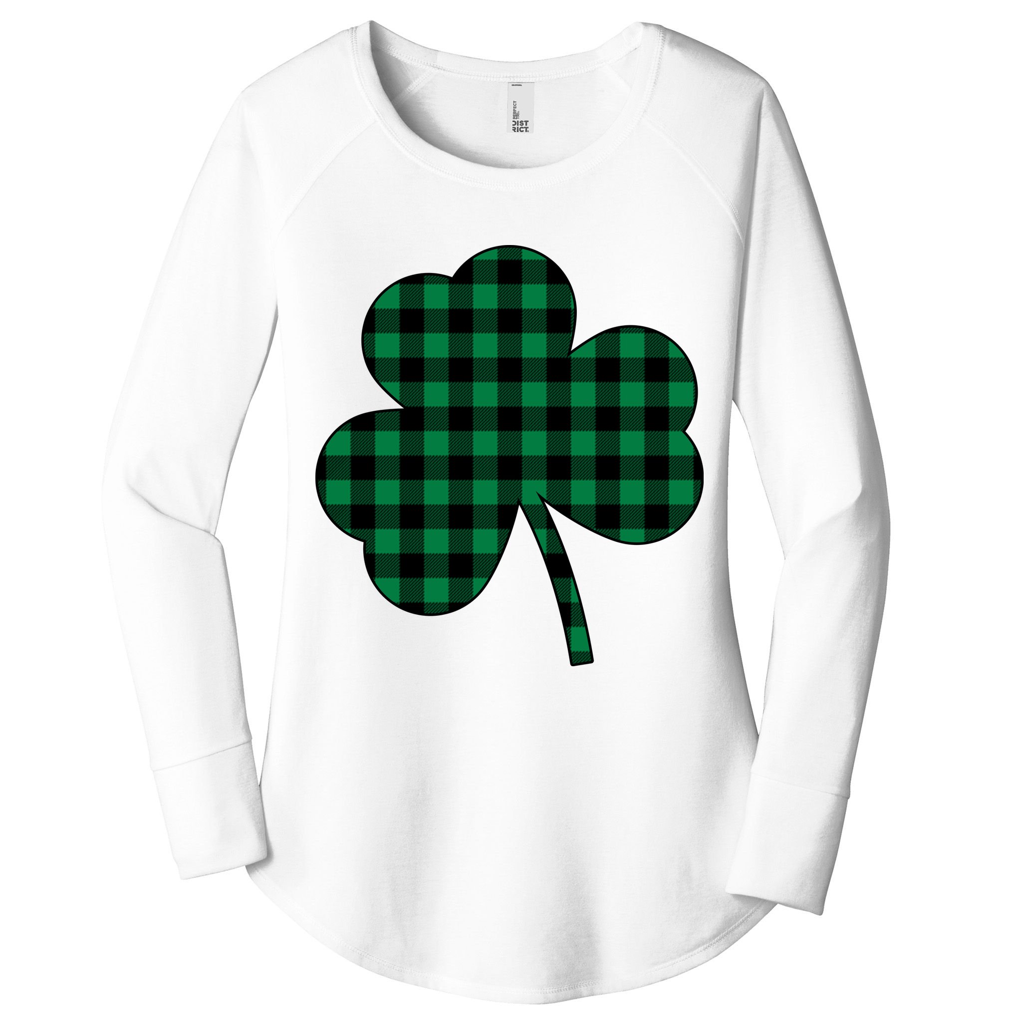 Checkered Irish Clover Leaf Women's Perfect Tri Tunic Long Sleeve Shirt