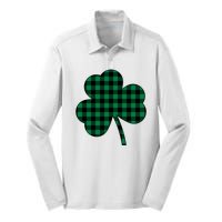 Checkered Irish Clover Leaf Silk Touch Performance Long Sleeve Polo