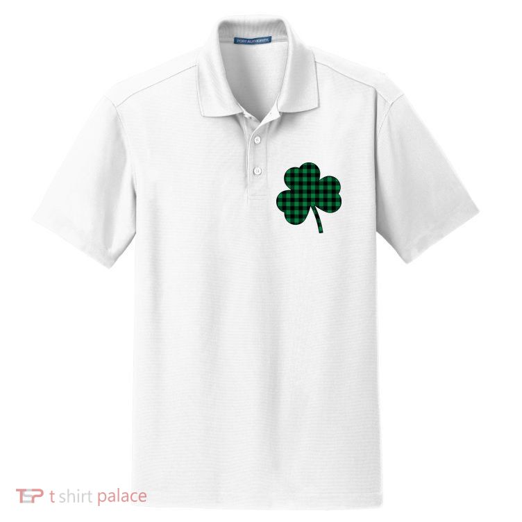 Checkered Irish Clover Leaf Dry Zone Grid Polo