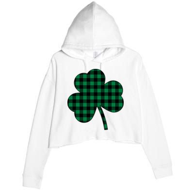 Checkered Irish Clover Leaf Crop Fleece Hoodie