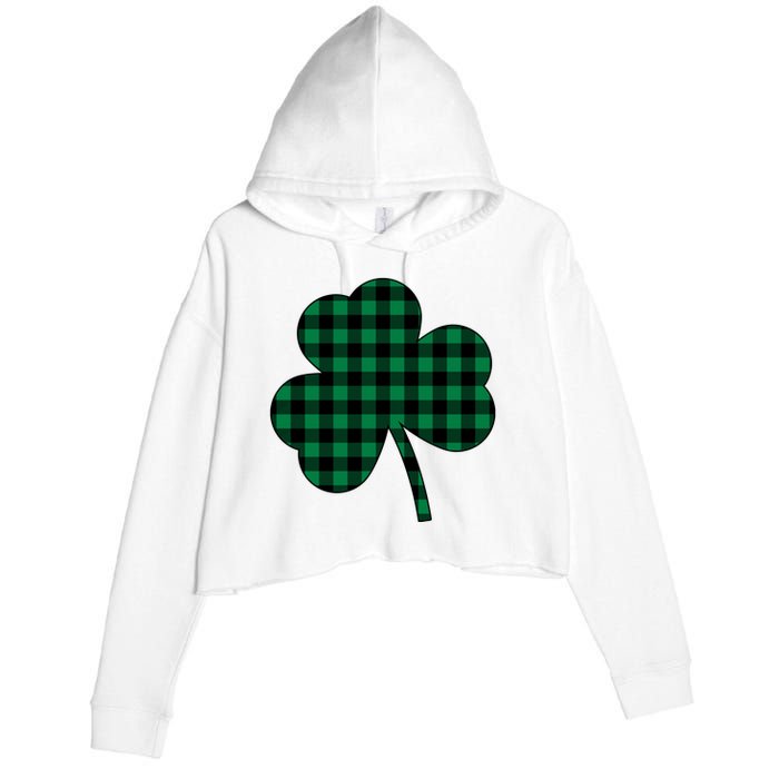 Checkered Irish Clover Leaf Crop Fleece Hoodie