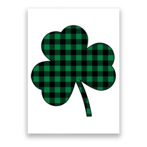 Checkered Irish Clover Leaf Poster