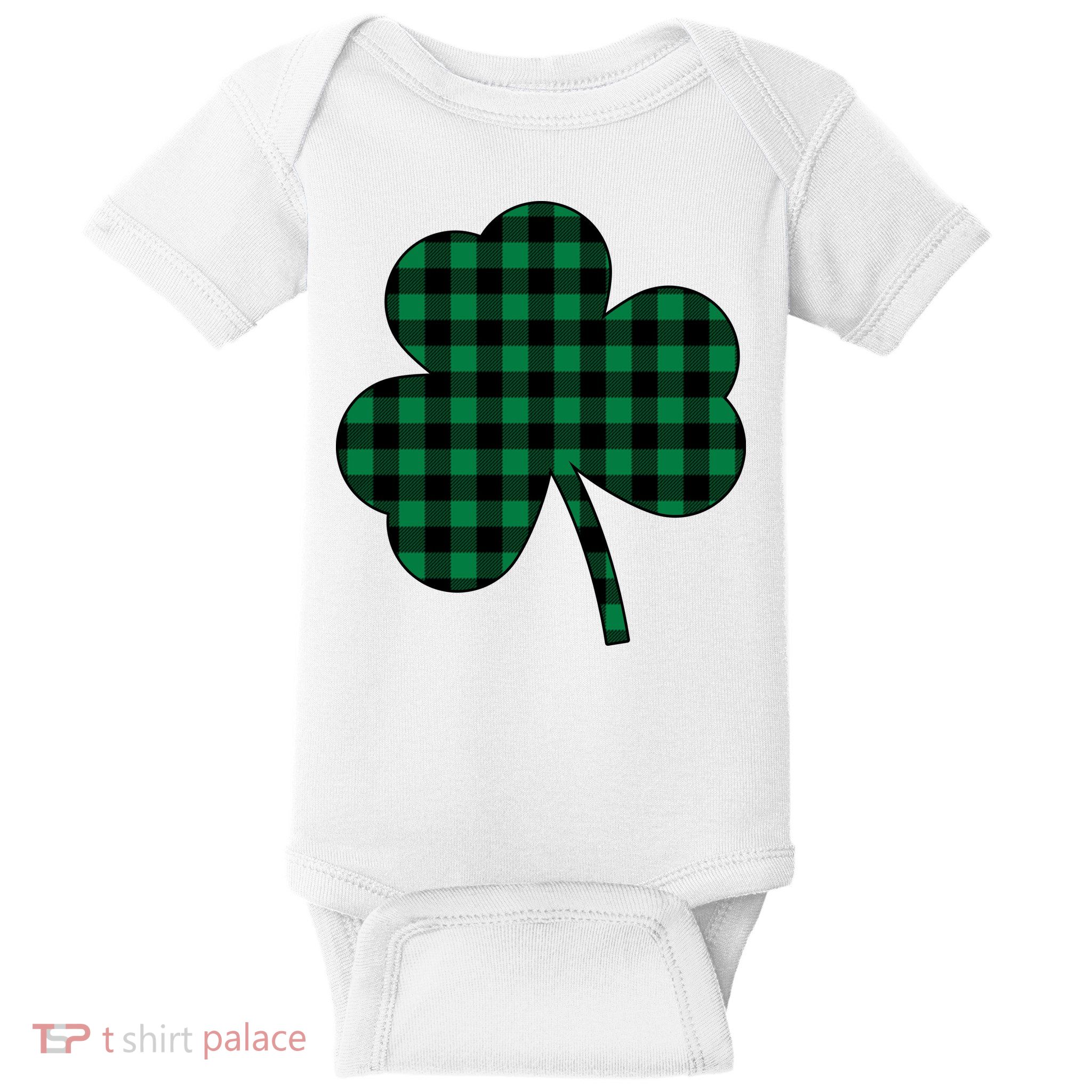 Checkered Irish Clover Leaf Baby Bodysuit
