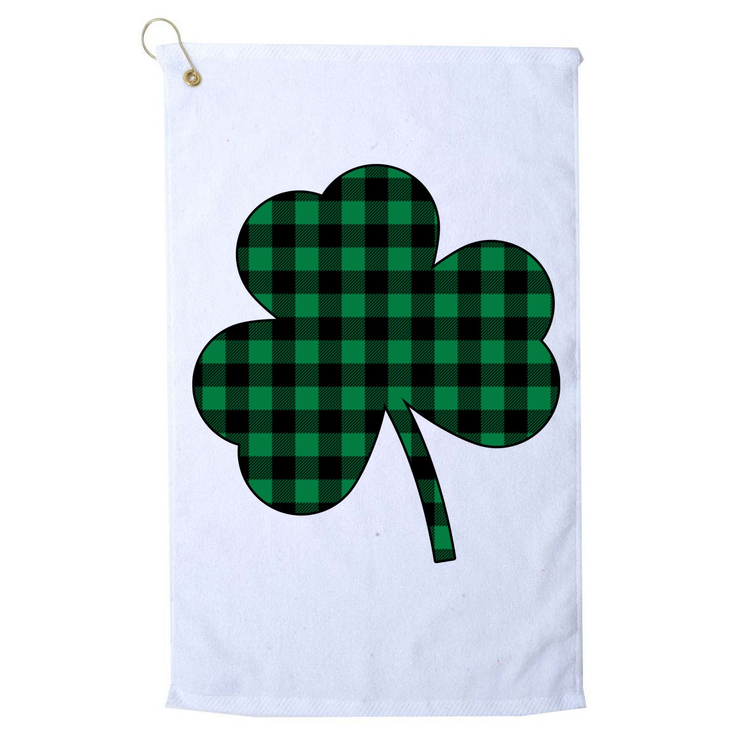Checkered Irish Clover Leaf Golf Towel