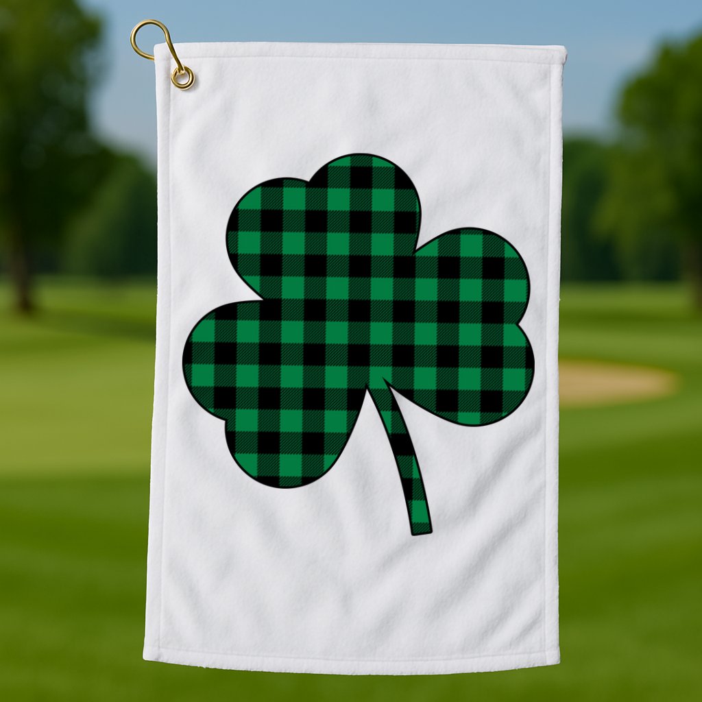 Checkered Irish Clover Leaf Golf Towel