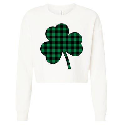 Checkered Irish Clover Leaf Cropped Pullover Crew