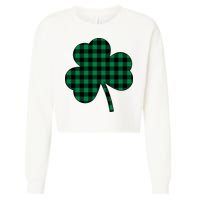 Checkered Irish Clover Leaf Cropped Pullover Crew
