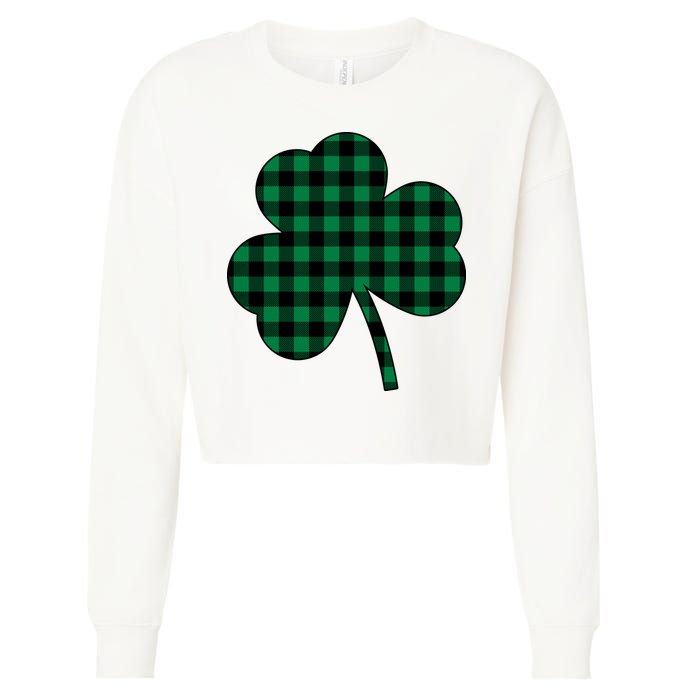 Checkered Irish Clover Leaf Cropped Pullover Crew