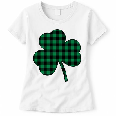 Checkered Irish Clover Leaf Womens T-Shirt