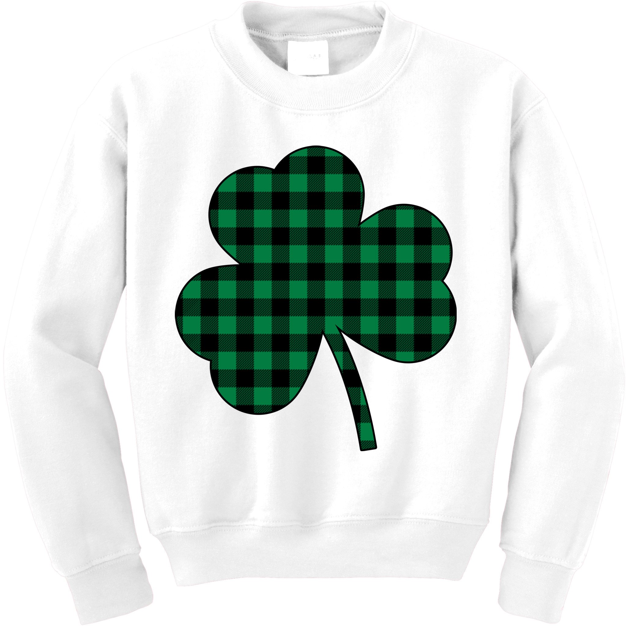 Checkered Irish Clover Leaf Kids Sweatshirt