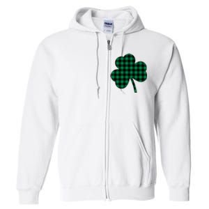 Checkered Irish Clover Leaf Full Zip Hoodie