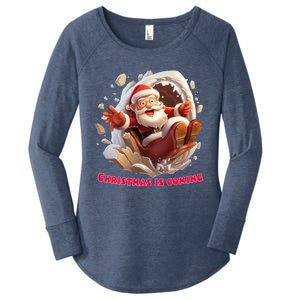 Christmas Is Coming Funny Santa Claus Is Coming To Town Art Meaningful Gift Women's Perfect Tri Tunic Long Sleeve Shirt